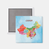 Aimant Carte de la Chine aquarelle (Recto/Verso)