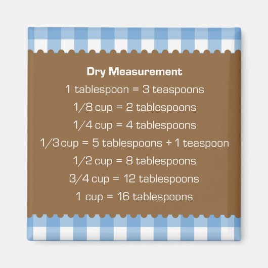 Aimant Carte de la cuisine aide à la mesure en vichy sec  (Devant)