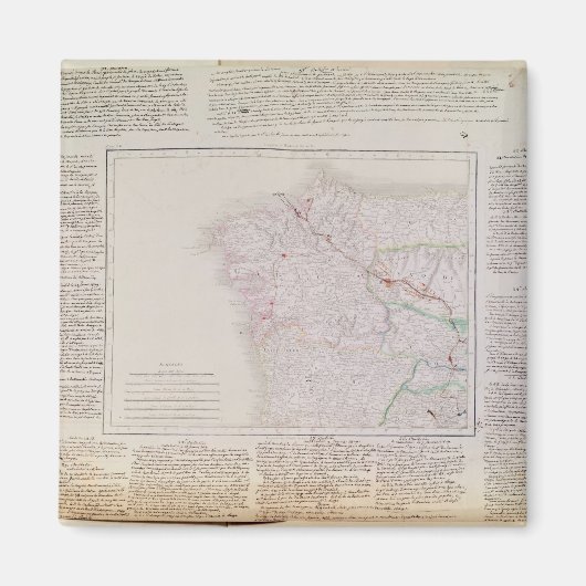 Aimant Carte de la Galice avec la route de l'armée frança (Devant)