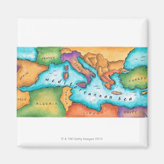 Aimant Carte de la mer Méditerranée (Devant)