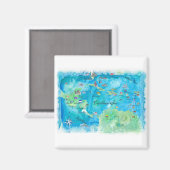 Aimant Carte de l'affiche de voyage de croisière des Cara (Recto/Verso)