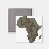 Aimant Carte de l'Afrique Artwork de guerriers africains (Recto/Verso)