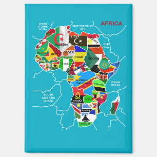 Aimant Carte de l'Afrique avec drapeaux
