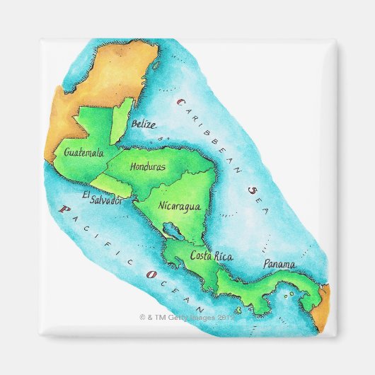 Aimant Carte de l'Amérique centrale (Devant)