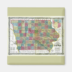 Aimant Carte de l'ancienne Iowa de 1856