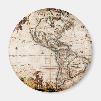 Aimant Carte de l'Antique Amérique du Nord et du Sud