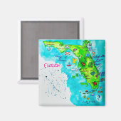 Aimant Carte de l'aquarelle de Floride (Recto/Verso)