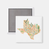 Aimant Carte de l'aquarelle succulente des cactus texans (Recto/Verso)