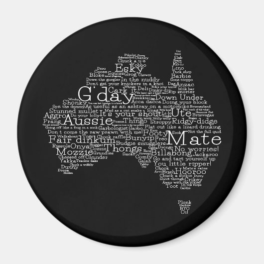Aimant Carte de l'argot australien (Devant)