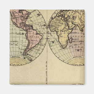 Aimant Carte de l'Atlas des Hémisphères aux couleurs de