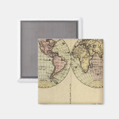 Aimant Carte de l'Atlas des Hémisphères colorés à la main (Recto/Verso)