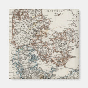 Aimant Carte de l'Atlas du Danemark avec 5 cartes d'entr