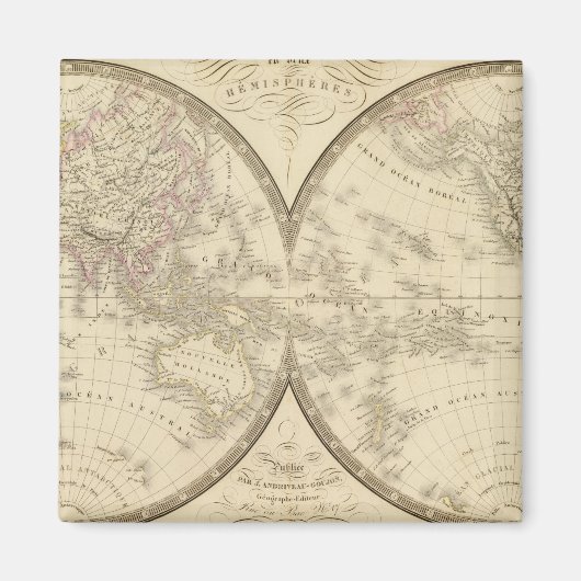 Aimant Carte de l'Atlas mondial (Devant)