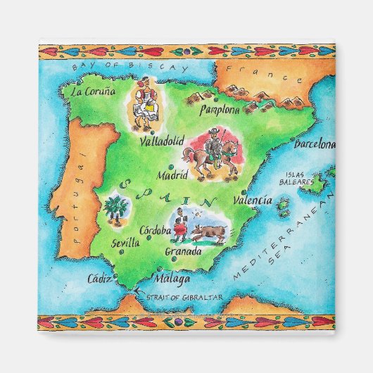 Aimant Carte de l'Espagne (Devant)