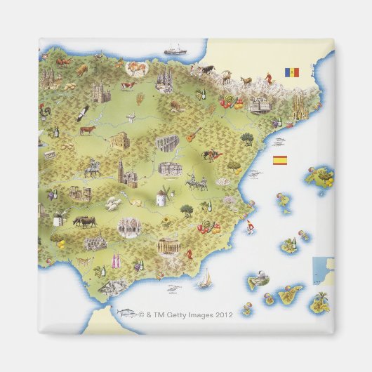Aimant Carte de l'Espagne et du Portugal (Devant)