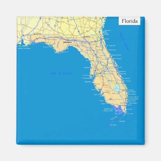 Aimant Carte de l'État de Floride (Devant)