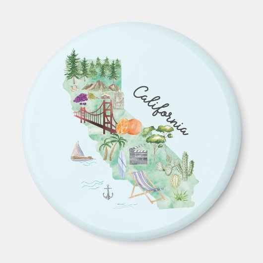 Aimant Carte de l'état de la Californie (Devant)