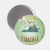Aimant Carte de l'État de Virginie - Vert (Recto/Verso)