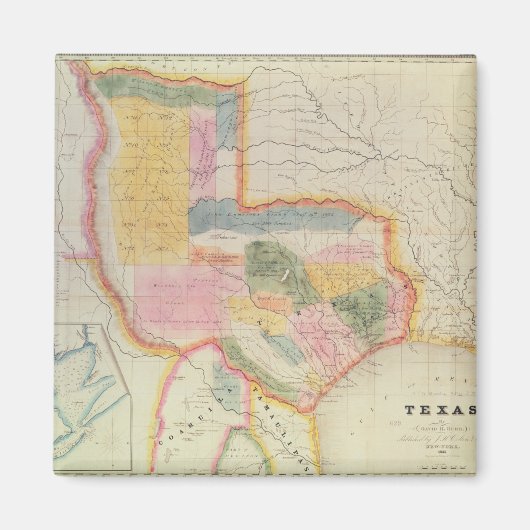 Aimant Carte de l'état du Texas | 1835 (Devant)