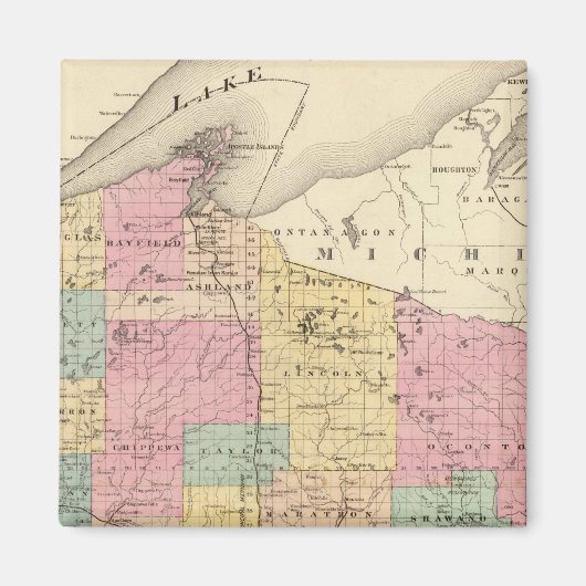 Aimant Carte de l'État du Wisconsin (Devant)