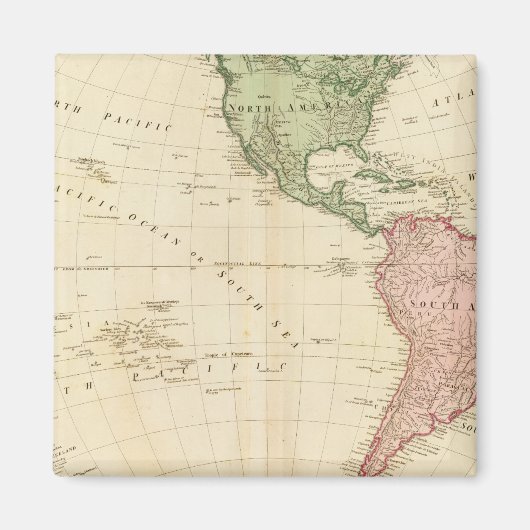 Aimant Carte de l'hémisphère occidental (Devant)