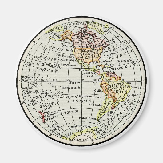 Aimant Carte de l'hémisphère occidental Globe Travel Art (Devant)