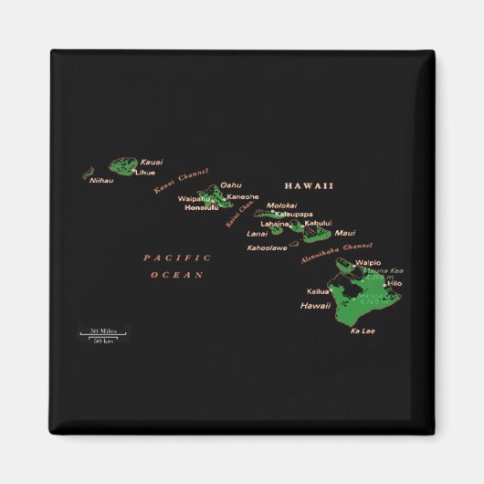 Aimant Carte de l'île d'Hawaii (Devant)