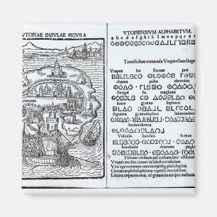 Aimant Carte de l'île d'Utopie et de son alphabet