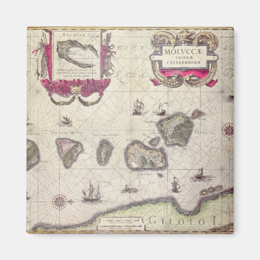 Aimant Carte de l'île Moluccan, gravée (Devant)