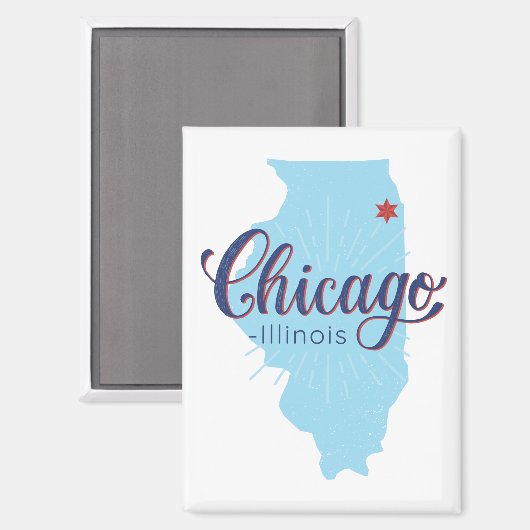 Aimant Carte de l'Illinois de Chicago (Recto/Verso)