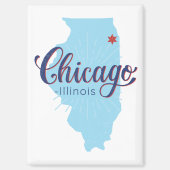 Aimant Carte de l'Illinois de Chicago (Recto)