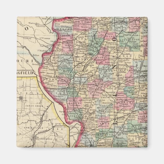 Aimant Carte de l'Illinois par Mitchell (Devant)