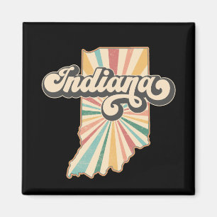 Aimant Carte de l'Indiana Retro Conception de l'état vi