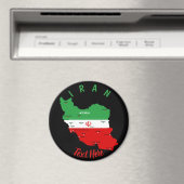 Aimant Carte de l'Iran avec drapeau et emblème (In Situ (Lave-vaisselle))