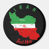 Aimant Carte de l'Iran avec drapeau et emblème (Devant)