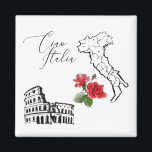 Aimant *~* Carte de l'Italie Ciao Italia Langue Italienne<br><div class="desc">ÉNERGIE ÉLÉGANTE CLASSE BLANCHE NOIR VERT ROUGE ITALIEN MODÈLE SUR UN RÉFRIGÉRATEUR : Le texte est CIAO ITALIA qui se traduit par HELLO ITALIE en ITALIEN. Les couleurs du DRAPEAU ITALIEN sont clairement présentes dans ce design. Elles sont BLANCHES VERTES et ROUGES. Le design ITALIEN et ITALIEN avec un noir...</div>