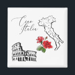 Aimant *~* Carte de l'Italie Ciao Italia Langue Italienne<br><div class="desc">ÉNERGIE ÉLÉGANTE CLASSE BLANCHE NOIR VERT ROUGE ITALIEN MODÈLE SUR UN RÉFRIGÉRATEUR : Le texte est CIAO ITALIA qui se traduit par HELLO ITALIE en ITALIEN. Les couleurs du DRAPEAU ITALIEN sont clairement présentes dans ce design. Elles sont BLANCHES VERTES et ROUGES. Le design ITALIEN et ITALIEN avec un noir...</div>