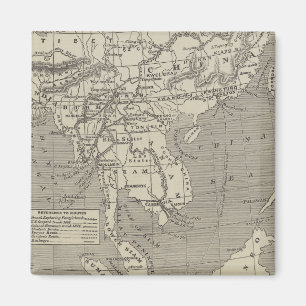 Aimant Carte de l'itinéraire proposé vers la Chine de