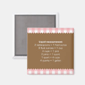 Aimant Carte de mesure liquide rose en vichy aide-cuisine (Recto/Verso)
