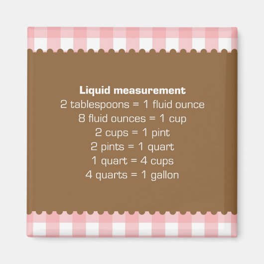 Aimant Carte de mesure liquide rose en vichy aide-cuisine (Devant)