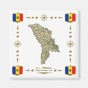Aimant Carte de Moldavie + Pavillons Magazine