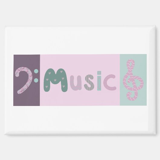 Aimant carte de musique treize et clef basse (Recto)