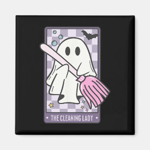 Aimant Carte de nettoyage Lady Tarot Halloween Ménagère