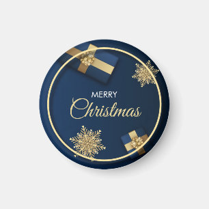 Aimant Carte de Noël Flocons de Neige Dorés,Joyeux Noël