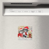 Aimant Carte de Noël Shih Tzu & Teddy Bear (In Situ (Lave-vaisselle))