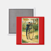 Aimant Carte de Noël vintage à vélo (Recto/Verso)