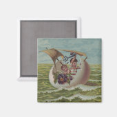 Aimant Carte de Pâques Antique OEufs de voile Enfants (Recto/Verso)