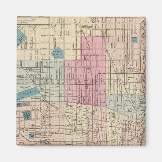 Aimant Carte de Philadelphie, Pennsylvanie (Devant)
