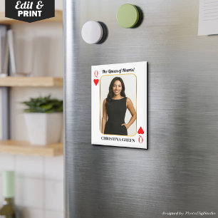 Aimant Carte de Poker personnalisée avec photo, Reine des