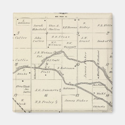 Aimant Carte de section du comté de T17S R25E Tulare (Devant)